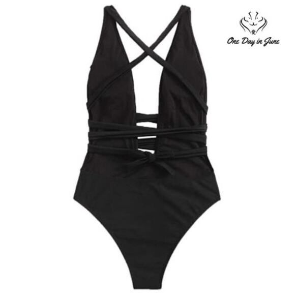 SweatyRocks Deep V Open Back One Piece Size S - Picture 2 of 2